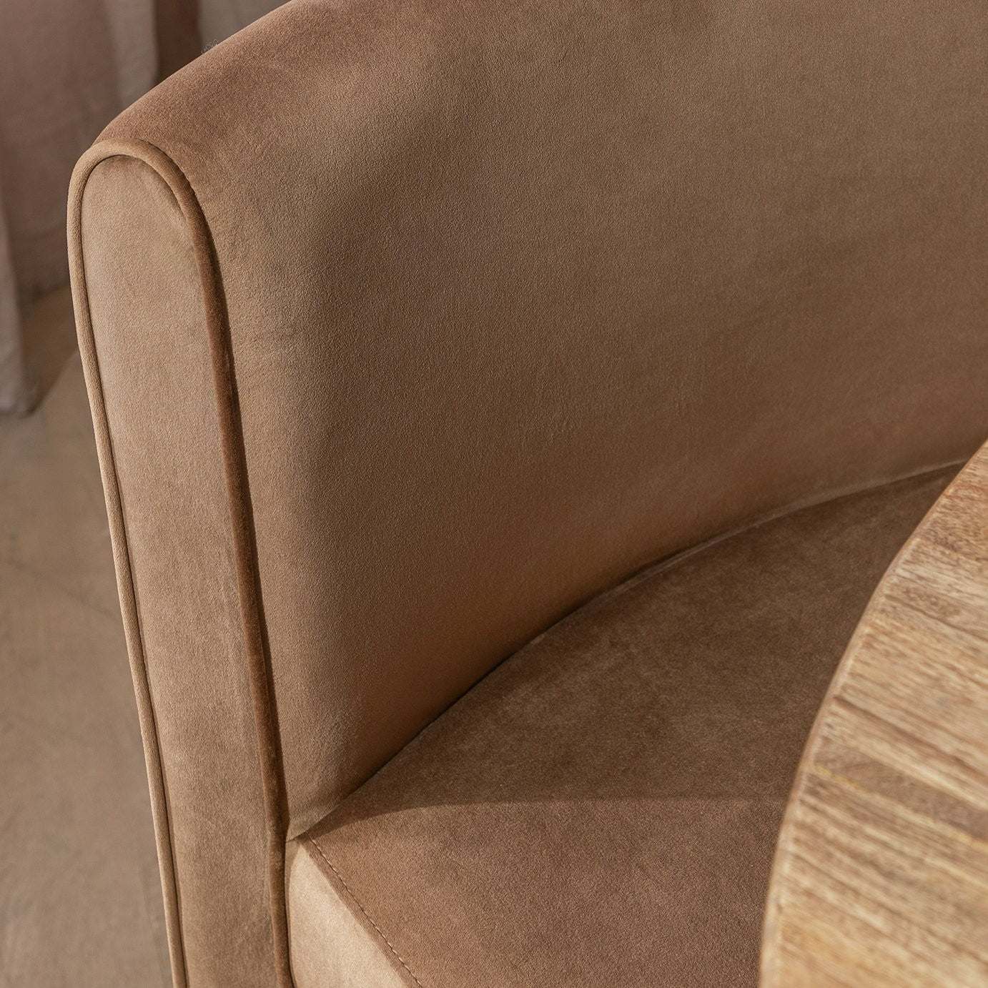 Bastian Velvet Dining Bench - Natural | Soft Upholstered Comfort