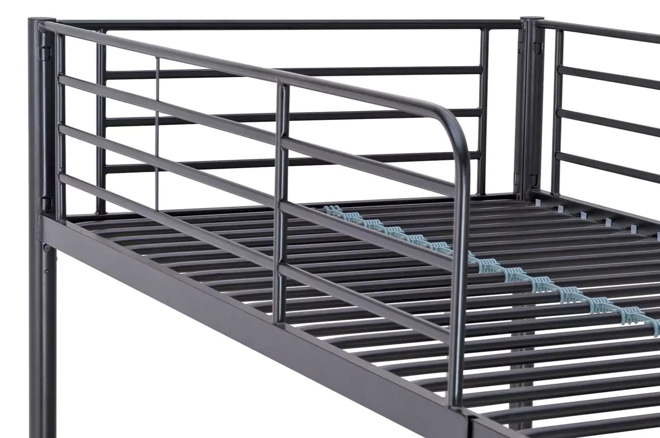 Riley High Sleeper Metal Bed Frame with Desk Black | Kids Loft Bed Furniture