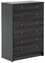 Malibu Modern 7 Drawer Chest Of Drawers Storage Cabinet - Black Brown Effect