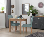 Home Pair of Midback Tweed Fabric Dining Chairs - Teal | Cozy Fabric Comfort