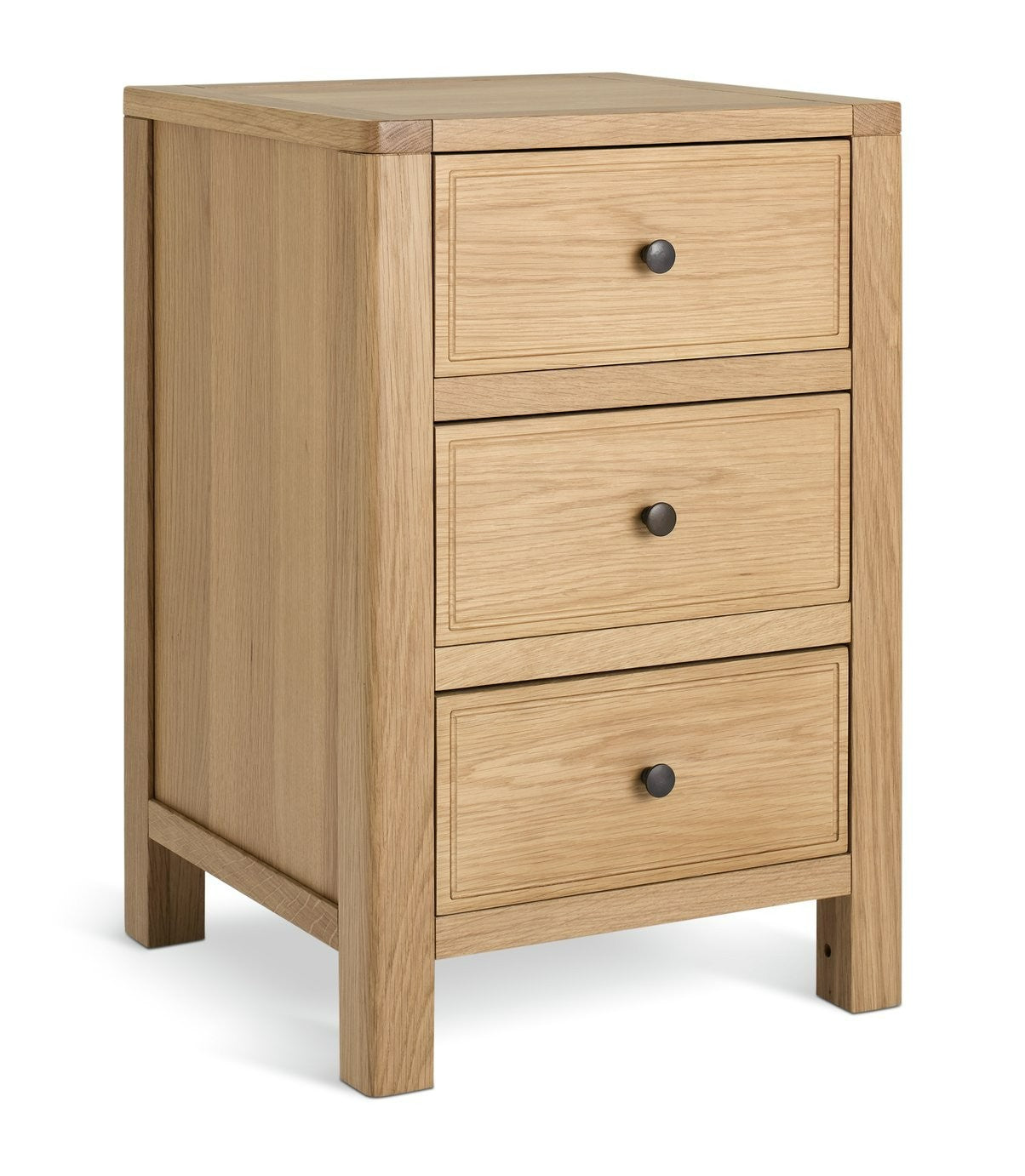 Finchley 3 Drawer Bedside Table - Oak | Practical Nighstand