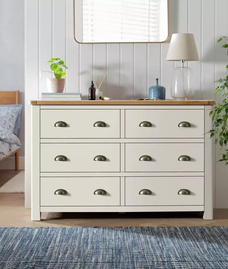 Home Kent 6 Drawer Chest - Cream and Oak (B Grade)