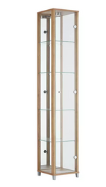 Home 1 Glass Door Display Cabinet Light Oak | Living Room Storage Cabinet Furnit