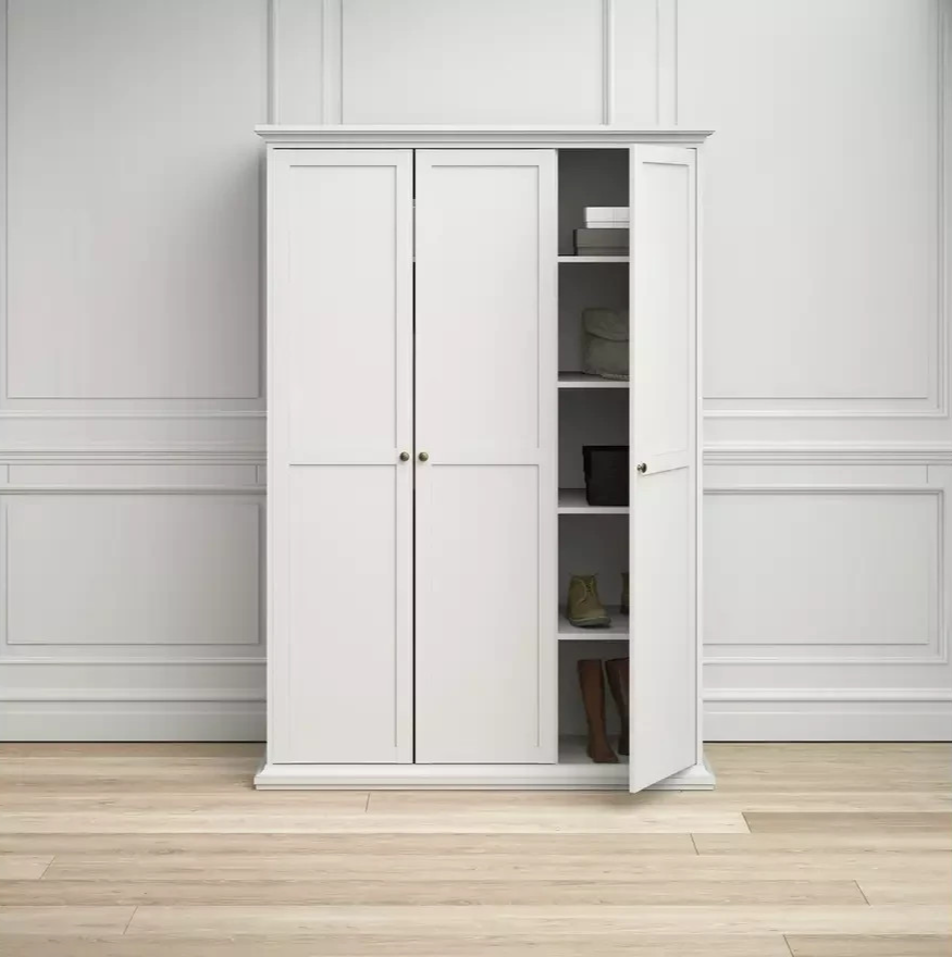Tvilum Paris 3 Door Wardrobe White | Bedroom Storage Wardrobe Furniture