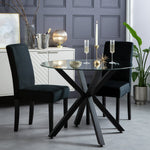 Home Midback Pair of Velvet Dining Chair - Black | Elegant Kitchen Accent