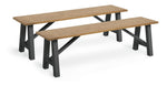 Habitat Burford Pair of Solid Wood Dining Benches - Dark Grey