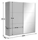 Holsted Mirror 200cm Sliding Wardrobe -Grey Gloss | High Shine Finish