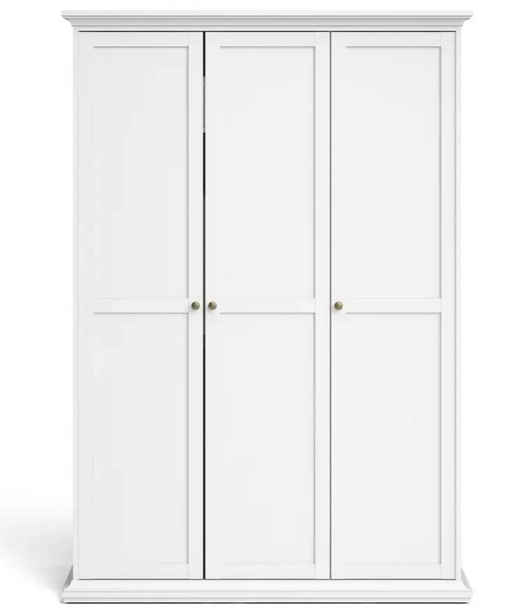 Tvilum Paris 3 Door Wardrobe White | Bedroom Storage Wardrobe Furniture