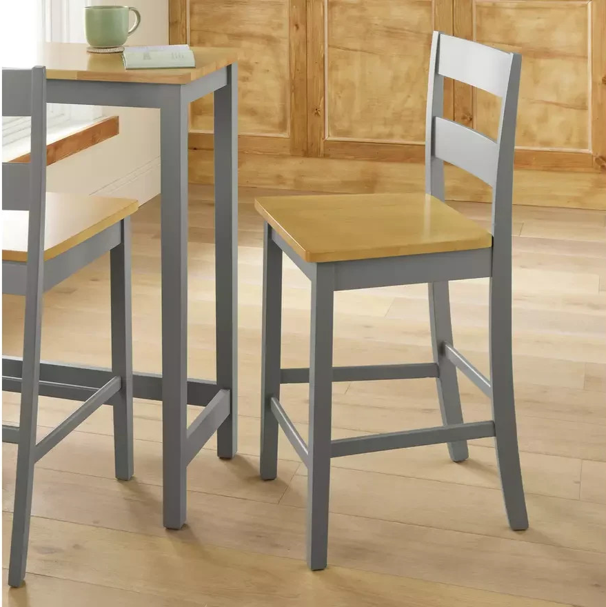 Chicago Solid Wood Bar Stool Grey | Kitchen Breakfast Bar Chair