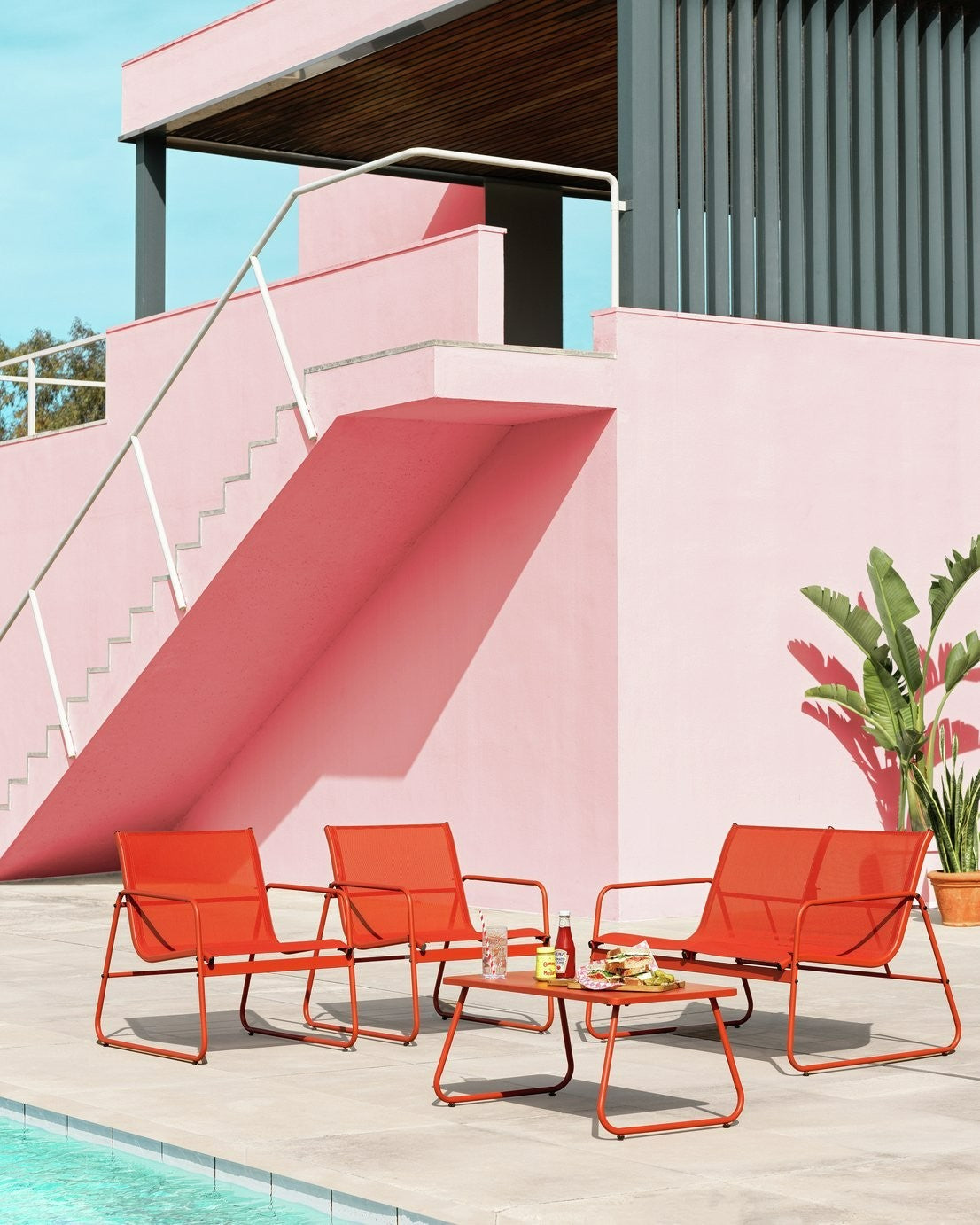 Cali 4 Seater Metal Patio Set - Orange | Bright Garden Furniture