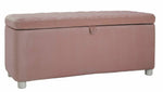 Mila Large Velvet Ottoman - Blush Pink | Storage Bench Footstool for Living Room