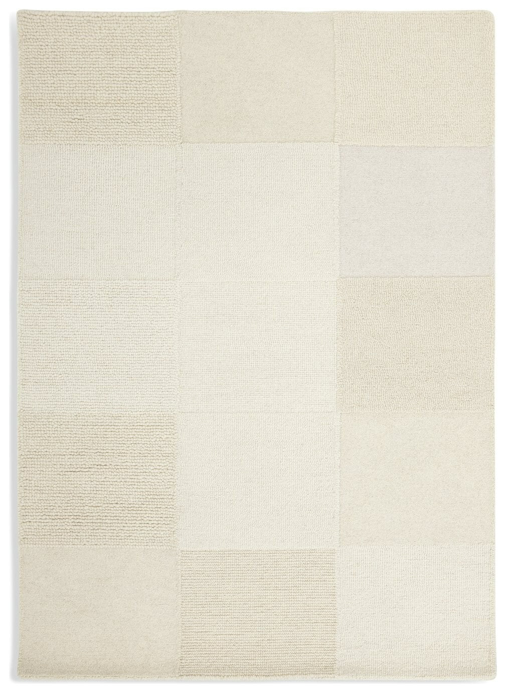 Checkerboard Natural Wool Cut Pile Rug - 170x120cm