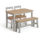 Chicago Solid Wood Table Bench & 2 Grey Chairs
