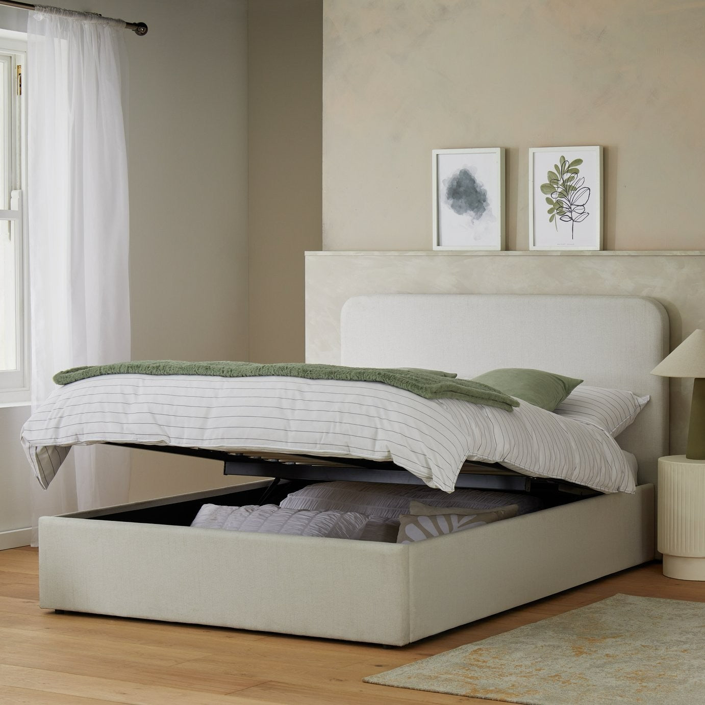 Chadwell Double End Lift Ottoman Bed - Natural | Gas lift mechanism bed