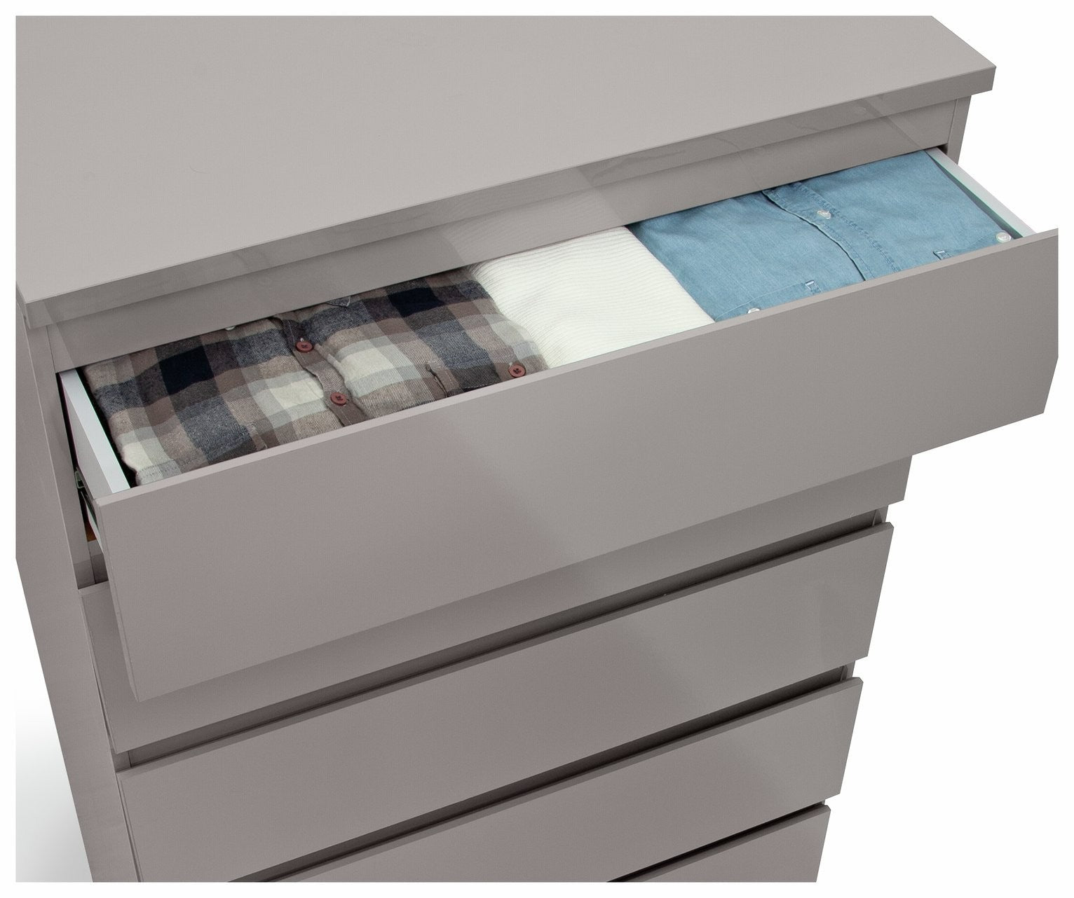 Jenson 5 Drawer Chest - Grey Gloss | Sleek Storage Solution