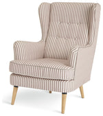 Callie Fabric Wingback Chair - Natural Stripe | Elegant Living Room Style