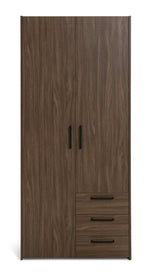 Oldham 2 Door 3 Drawer Wardrobe - Walnut | Simple and smart storage solution