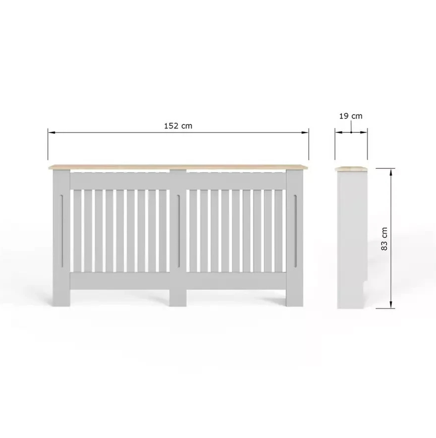 GFW Longslow Large Radiator Cover Grey & Oak | Home Heating Cover Cabinet 