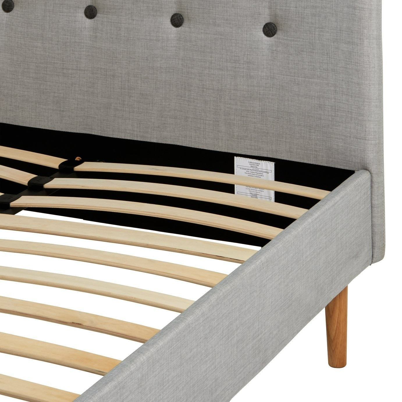 Aspen Kingsize Fabric Bed Frame - Grey | Comfortable Soft Night Rest