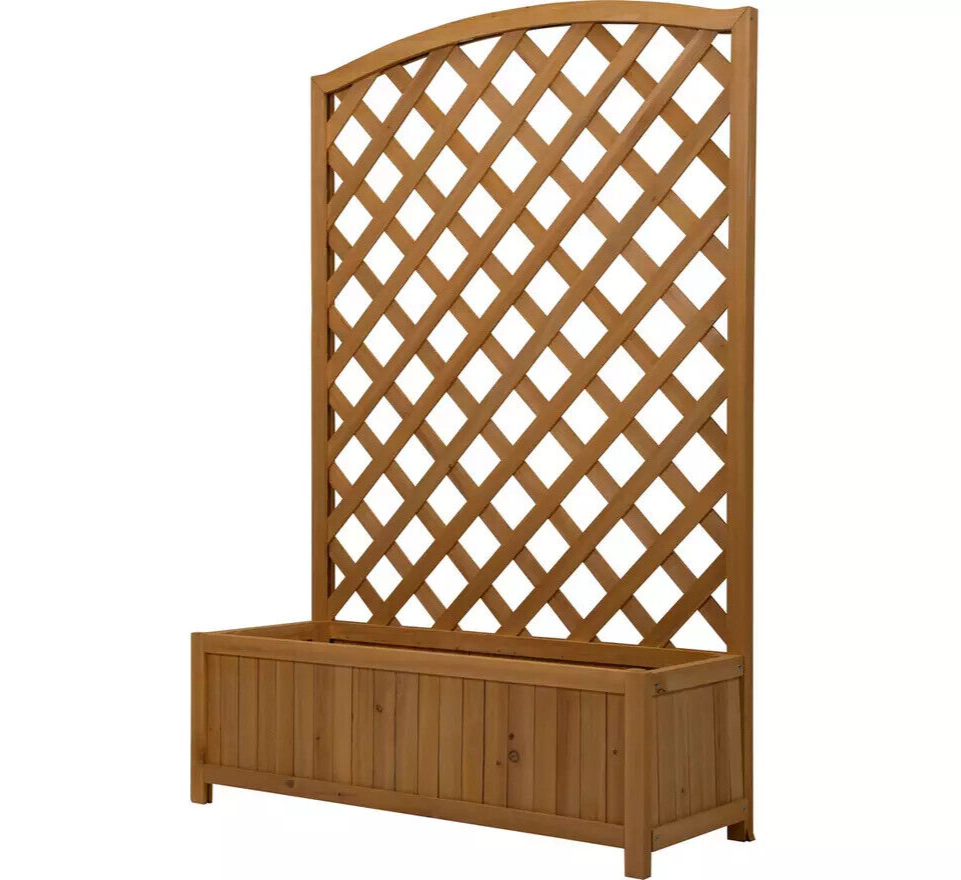 Habitat Lattice Wooden Garden Planter - Large | Outdoor Plant Pot Garden Decor