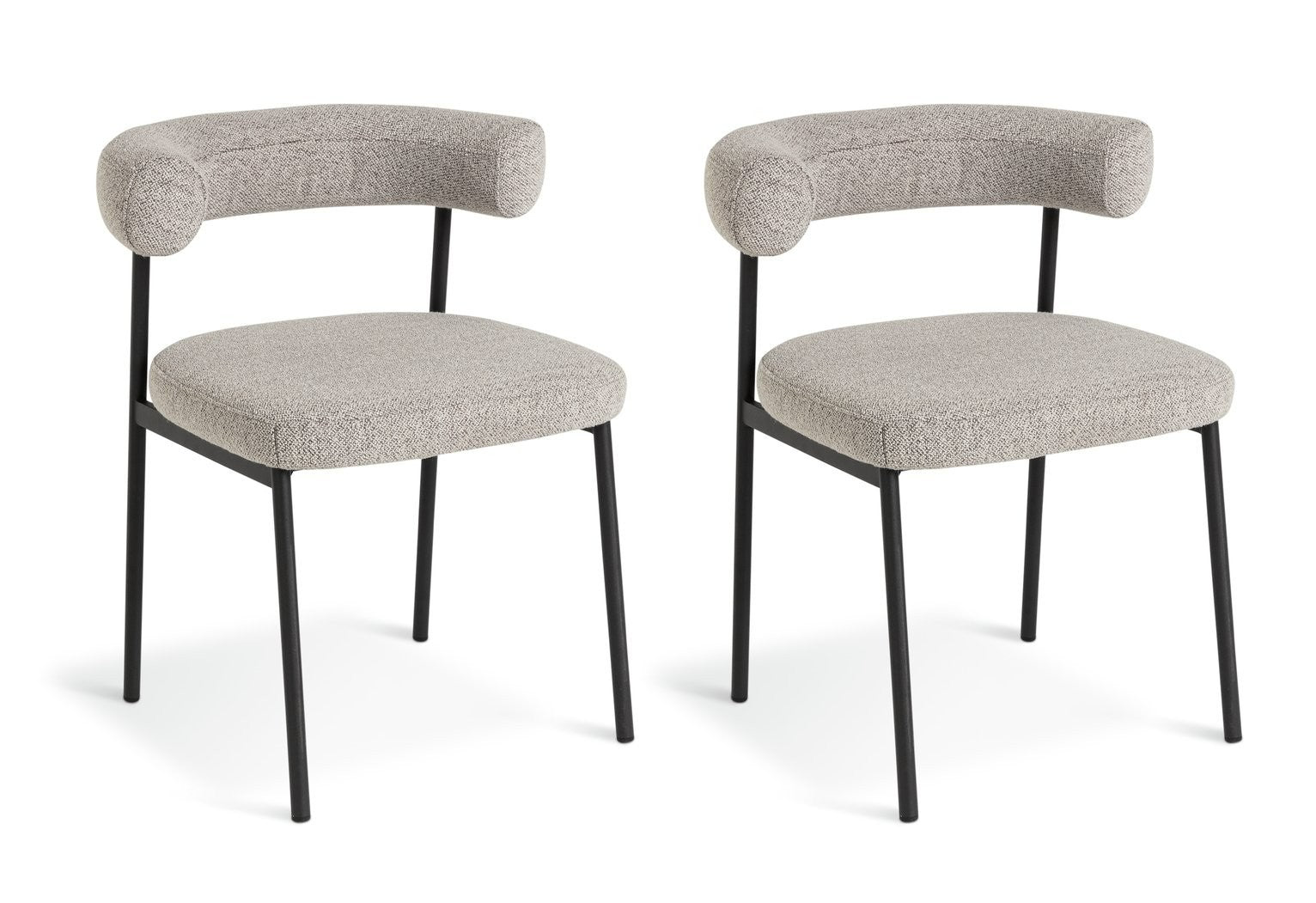 Oakie Pair of Fabric Dining Chair - Grey | Soft Upholstered Comfort