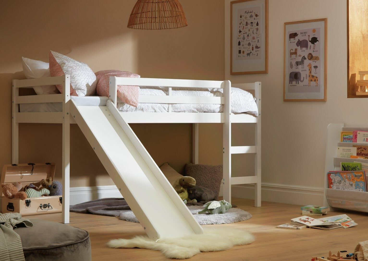 Home Kaycie Mid Sleeper with Slide - White