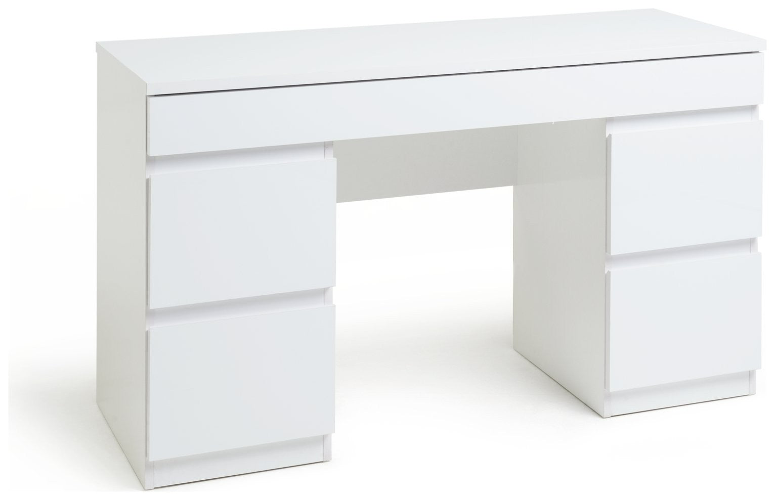 Jenson Double Pedestal Dressing Table-Matte White |Storage Makeup Vanity Bedroom