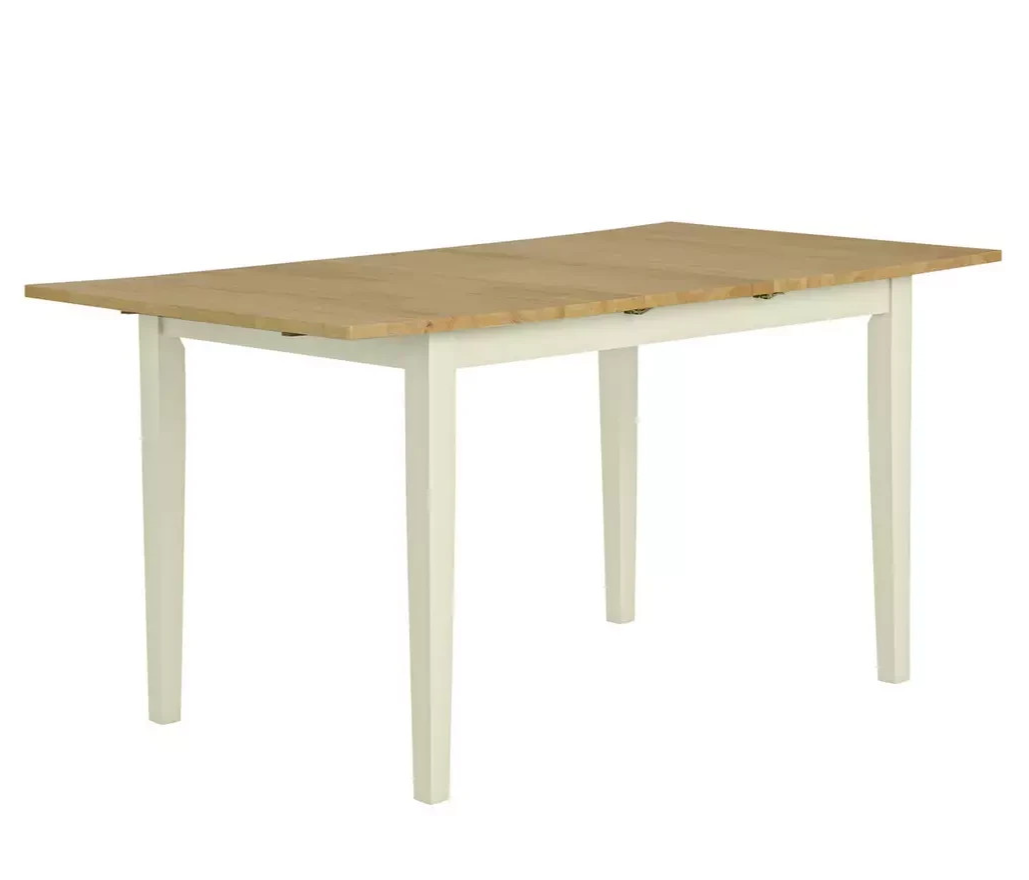 Home Chicago Extendable Cream Dining Table & 4 Chairs | Modern Dining Room Set