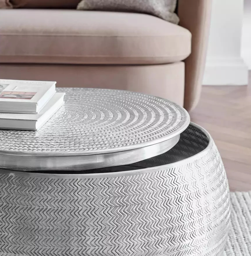 Sona Storage Coffee Table Silver | Modern Living Room Coffee Table