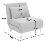 Roni Fabric Small Single Chair Bed -Grey