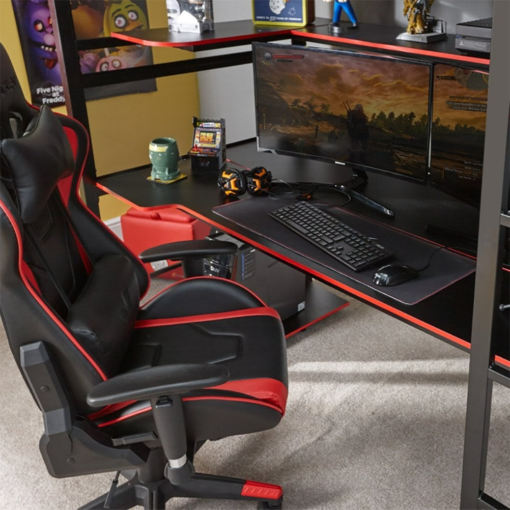 X Rocker Battle High Sleeper Gaming with XL Gaming Desk | Modern Teen Interior