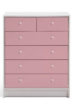 Kids Malibu 6 Drawer Chest - Pink & White (B GRADE 1033.)