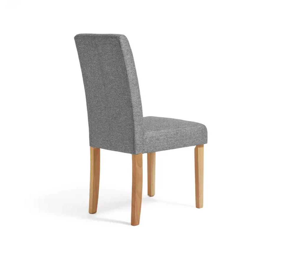 Pair of Tweed Mid Back Dining Chairs - Grey Oak