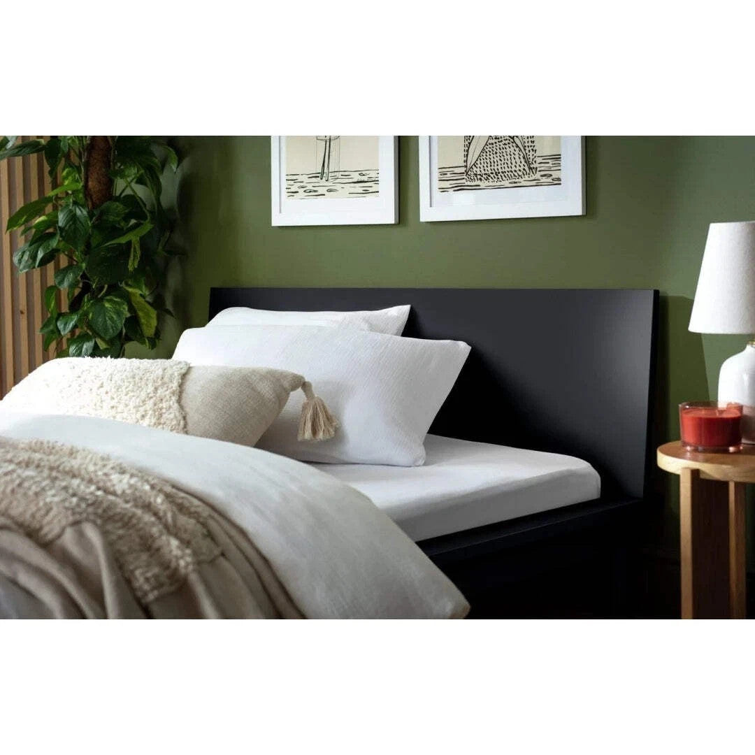 Akio Small Double Wooden Platform Bed Frame- Black | Japanese style bed frame