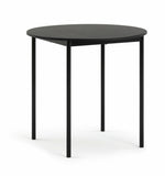 Stella Round Modern Dining Table and 2 Black Chairs 80cm - Wood Effect