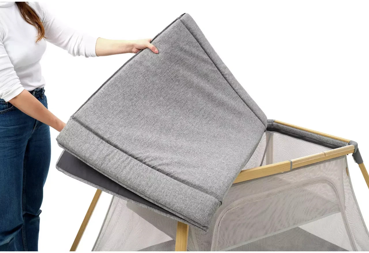 Tutti Bambini CoZee Go Crib Oak Charcoal | Portable Baby Bed & Travel Crib