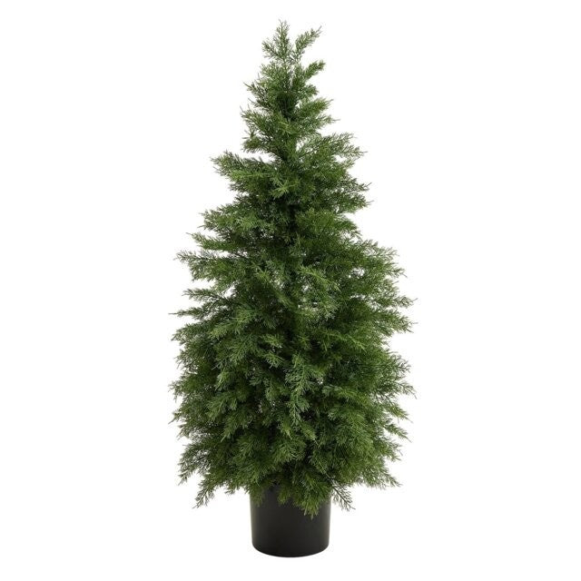 4ft Potted Conifer Artificial Christmas Tree | Realistic Outdoor Indoor Xmas Tre