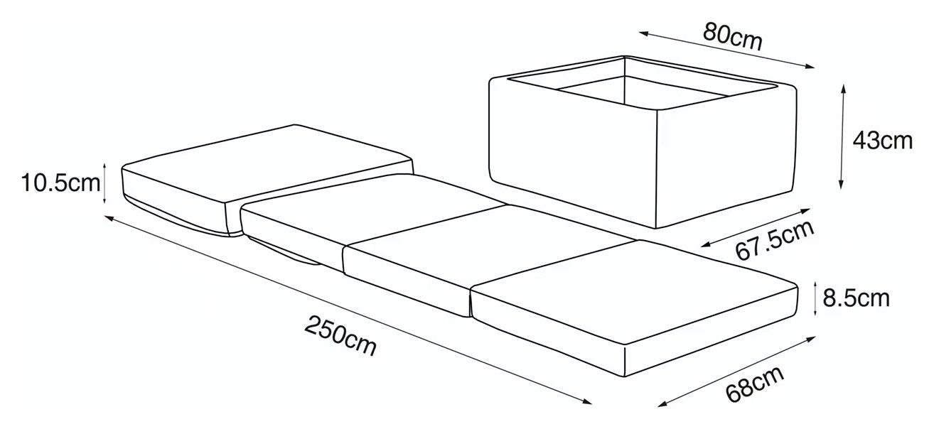 Home Faron Fabric Bed in a Box - Grey | Compact Guest Bed