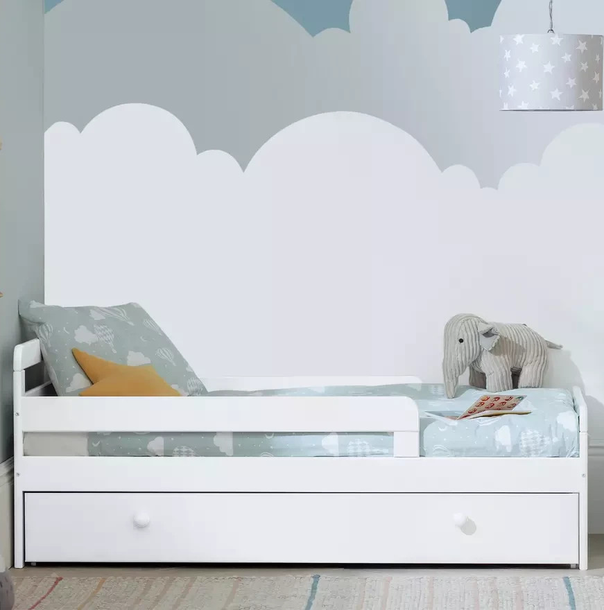 Ellis Toddler Bed Frame with Storage - White | Childrens Bedroom Furniture
