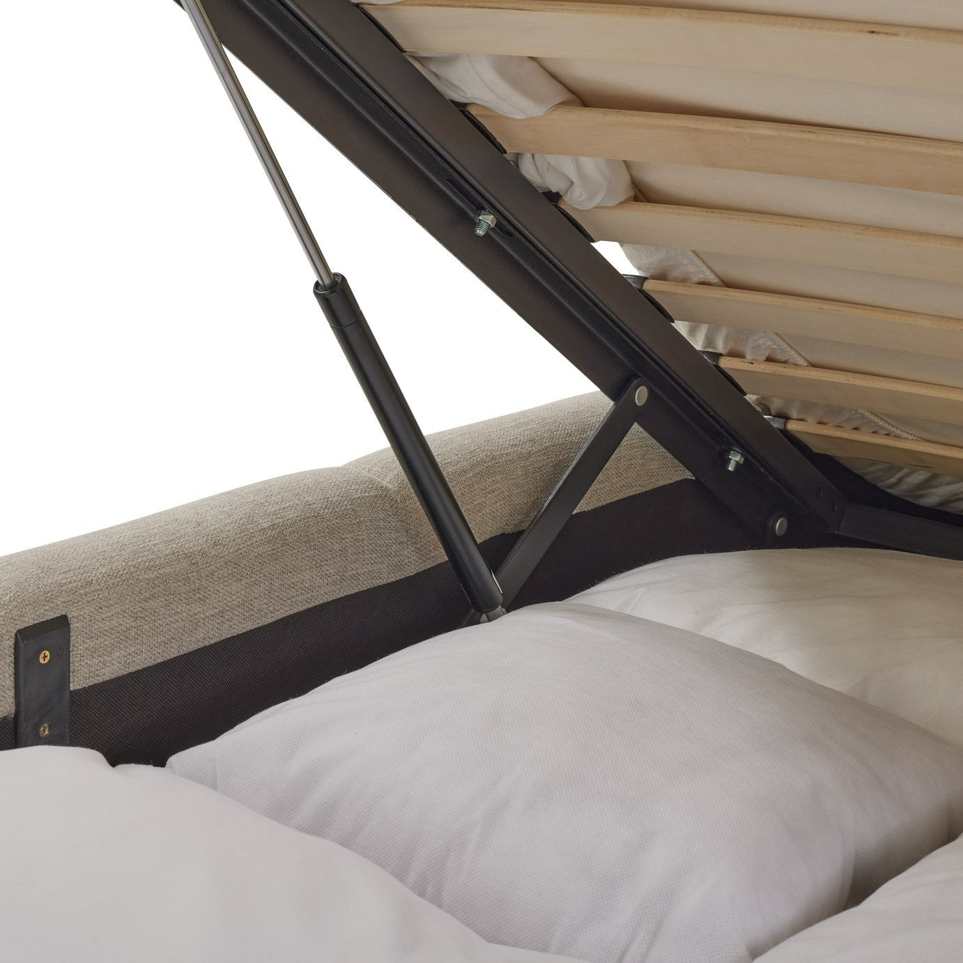 Malone Double End Lift Ottoman Bed - Cream | lift-up storage bed