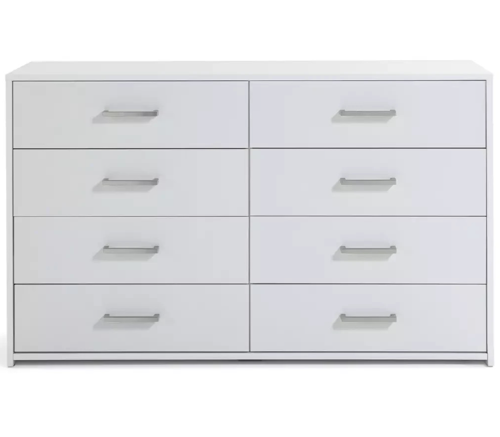 Home Oslo 8 Drawer Chest White | Large Bedroom Storage Furniture Unit