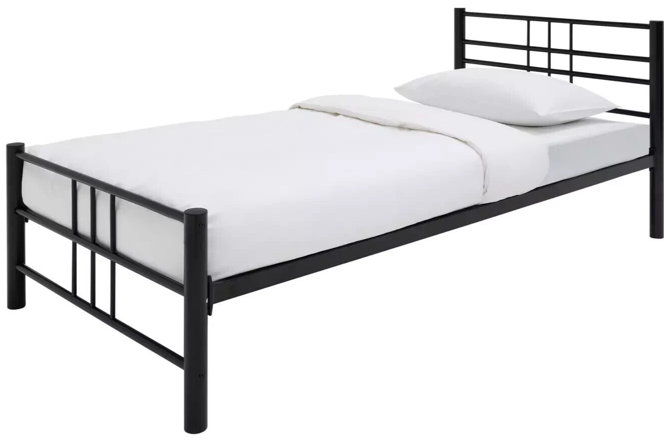 Atlas Single Metal Bed Frame Black | Modern Metal Bed Frame Single Size Bedroom