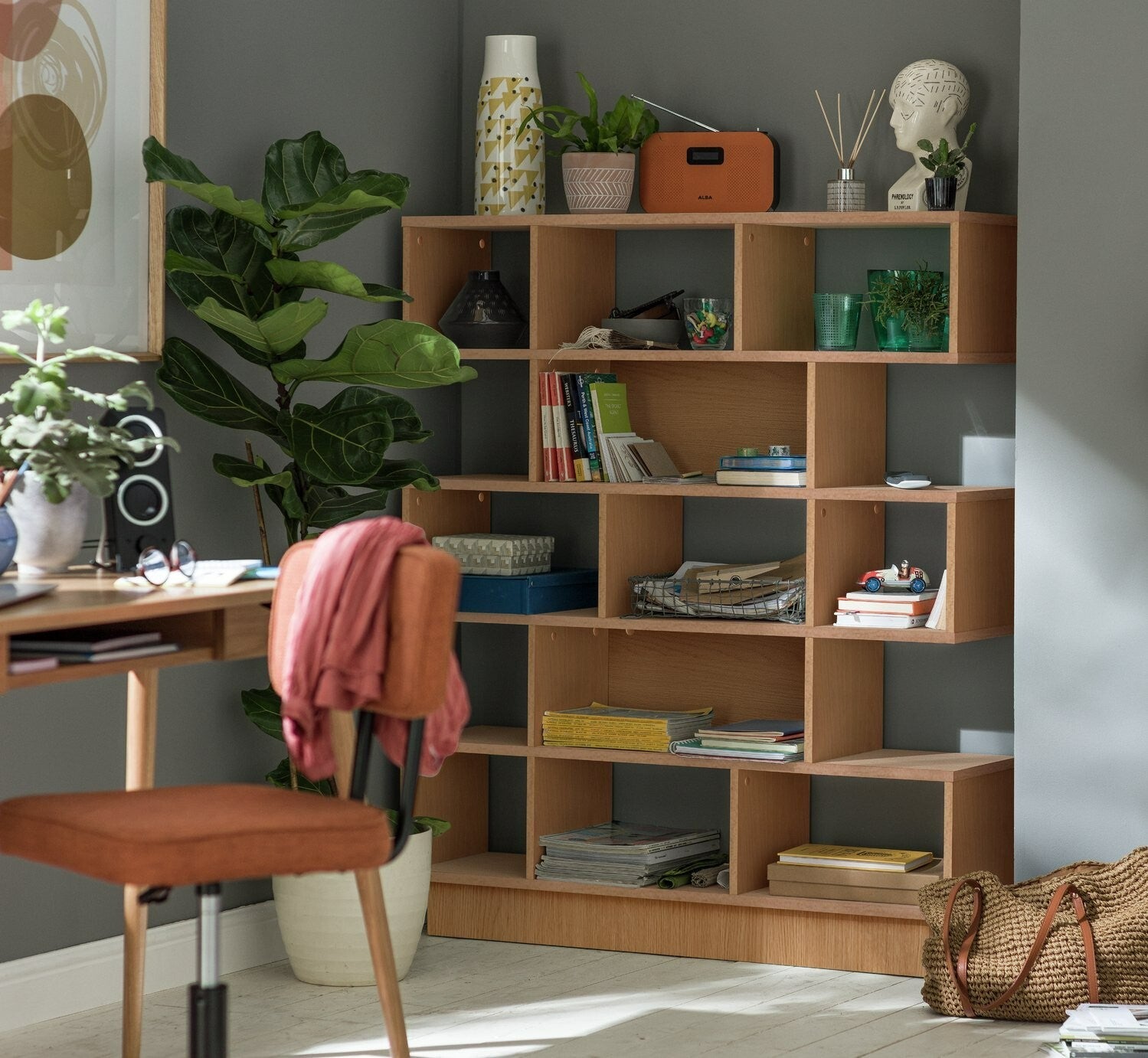 Home Cube Wide Shelving Unit - Oak Effect