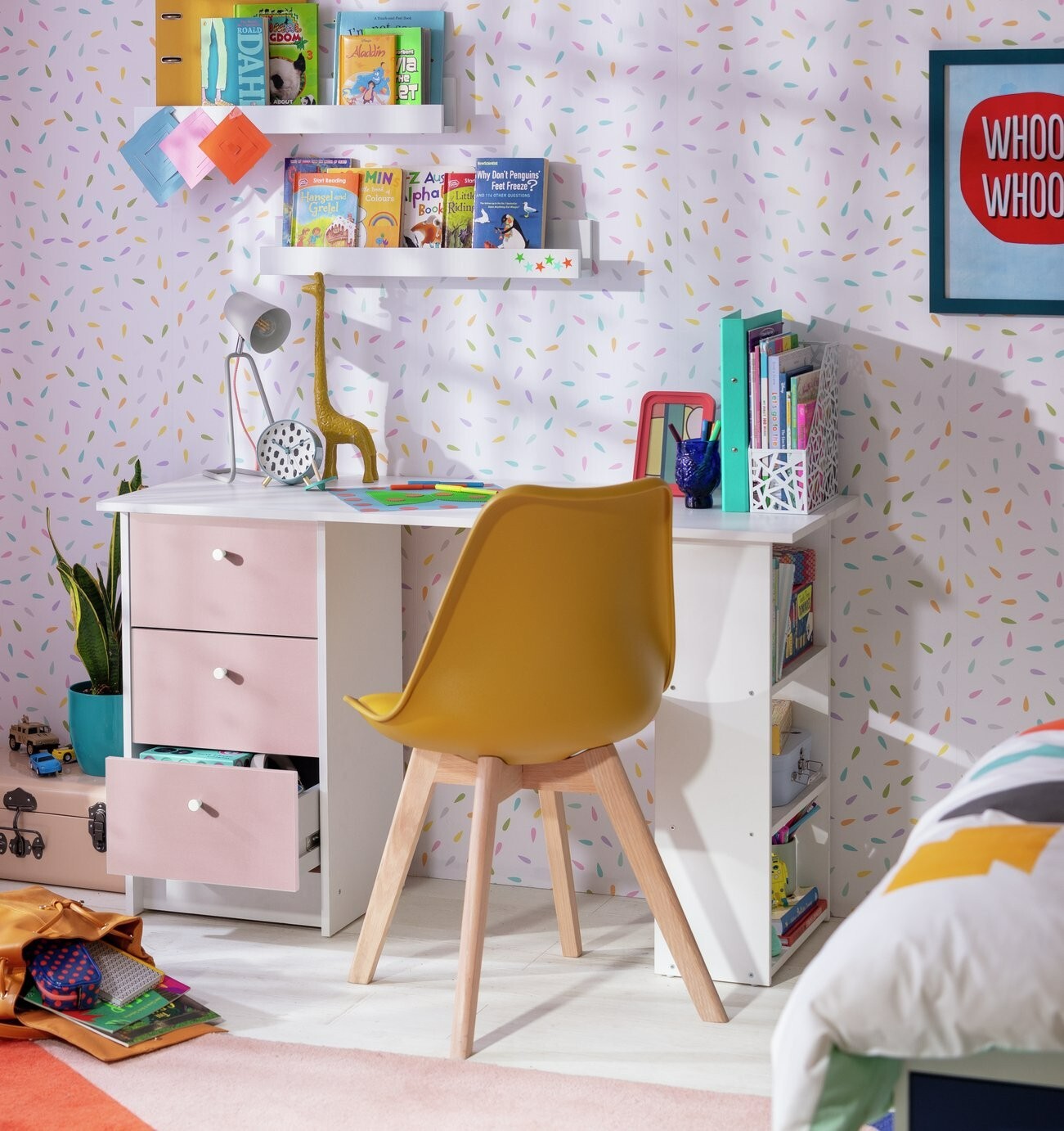 Kids Malibu 3 Drawers Desk - Pink & White ( B Grade )