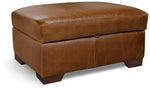 Eton Leather Storage Ottoman Footstool - Tan