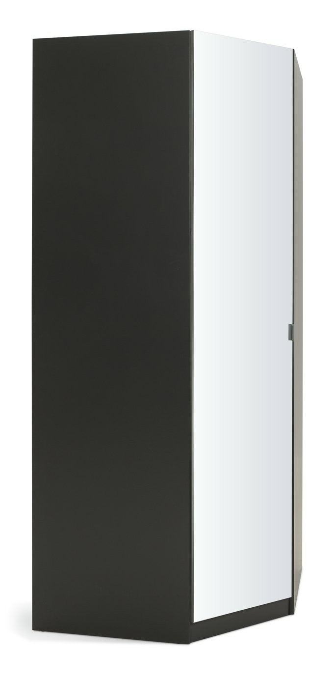 Munich Corner 1 Door Mirror Wardrobe - Anthracite | Organized Clothing Area