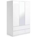 Jenson 3 Door 4 Drawer Mirror Wardrobe - White Gloss ( B Grade )