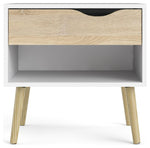 Tvilum 0slo 1 Drawer Bedside Table - White & Oak