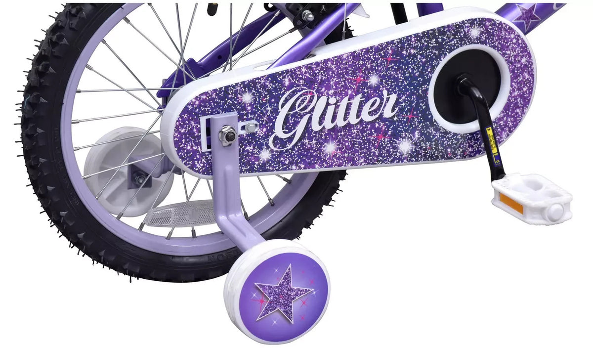 Pedal Pals Glitter 16 Inch Kids Mountain Bike Purple | Children’s Bicycle Bike