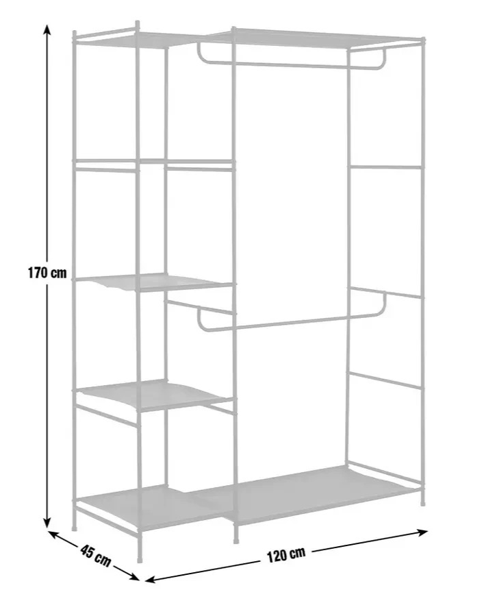 Home Spencer 2 Rail 4 Shelf Wardrobe Black | Open Clothes Storage Rail Furniture